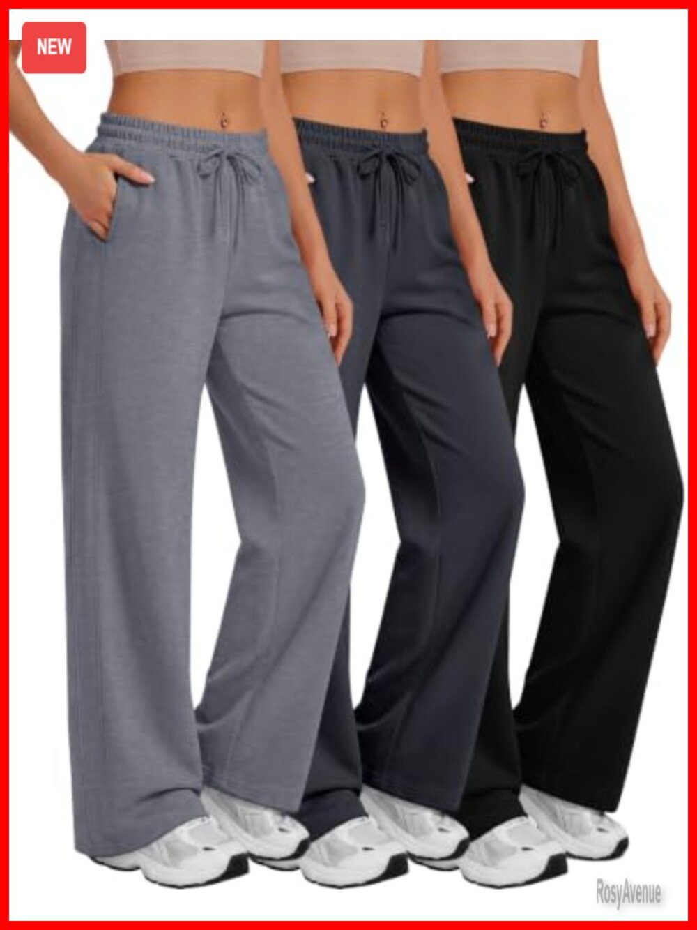 3 Pack Women's Wide Leg Lounge Sweatpants with Pockets